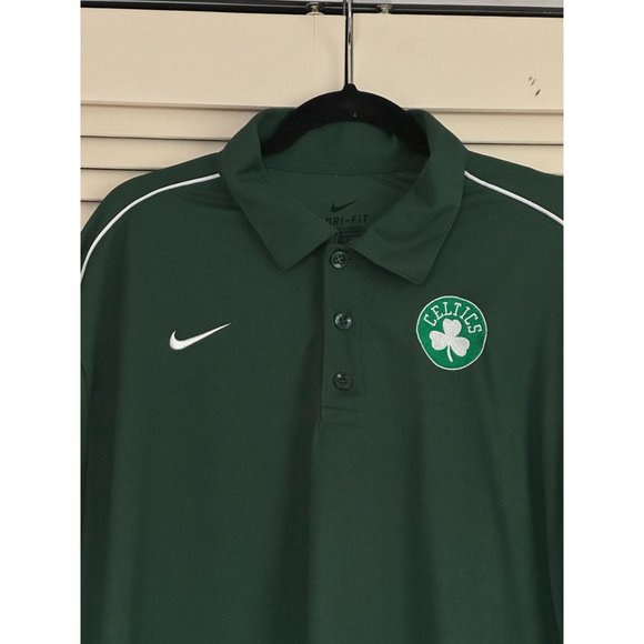 Men's Nike Dri-Fit Green Celtics Short Sleeve Polo XL Good Condition with Minor - Picture 3 of 5